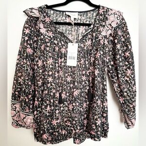 Cleobella blouse size XS NWT floral ruffles girly boho hippie lagenlook office